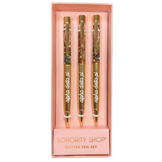 Alpha Delta Pi Glitter Pens 3 Pack