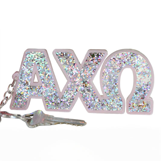 Alpha Chi Omega Glitter Keychain