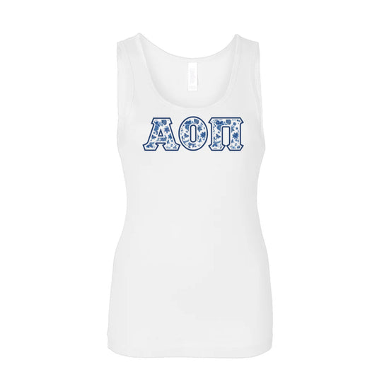 Alpha Omicron Pi Blue Willow Tank Top