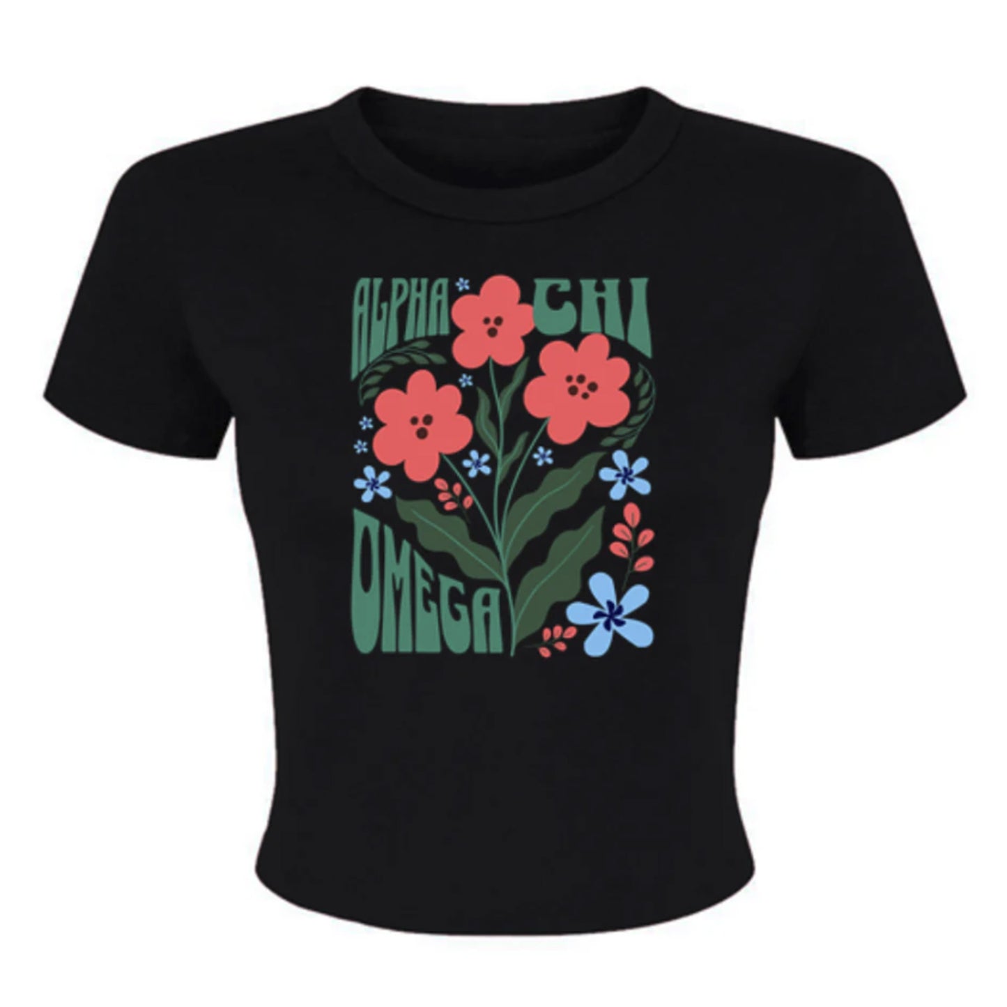 Alpha Chi Omega Groovy Flower Baby Tee - Ivy Society