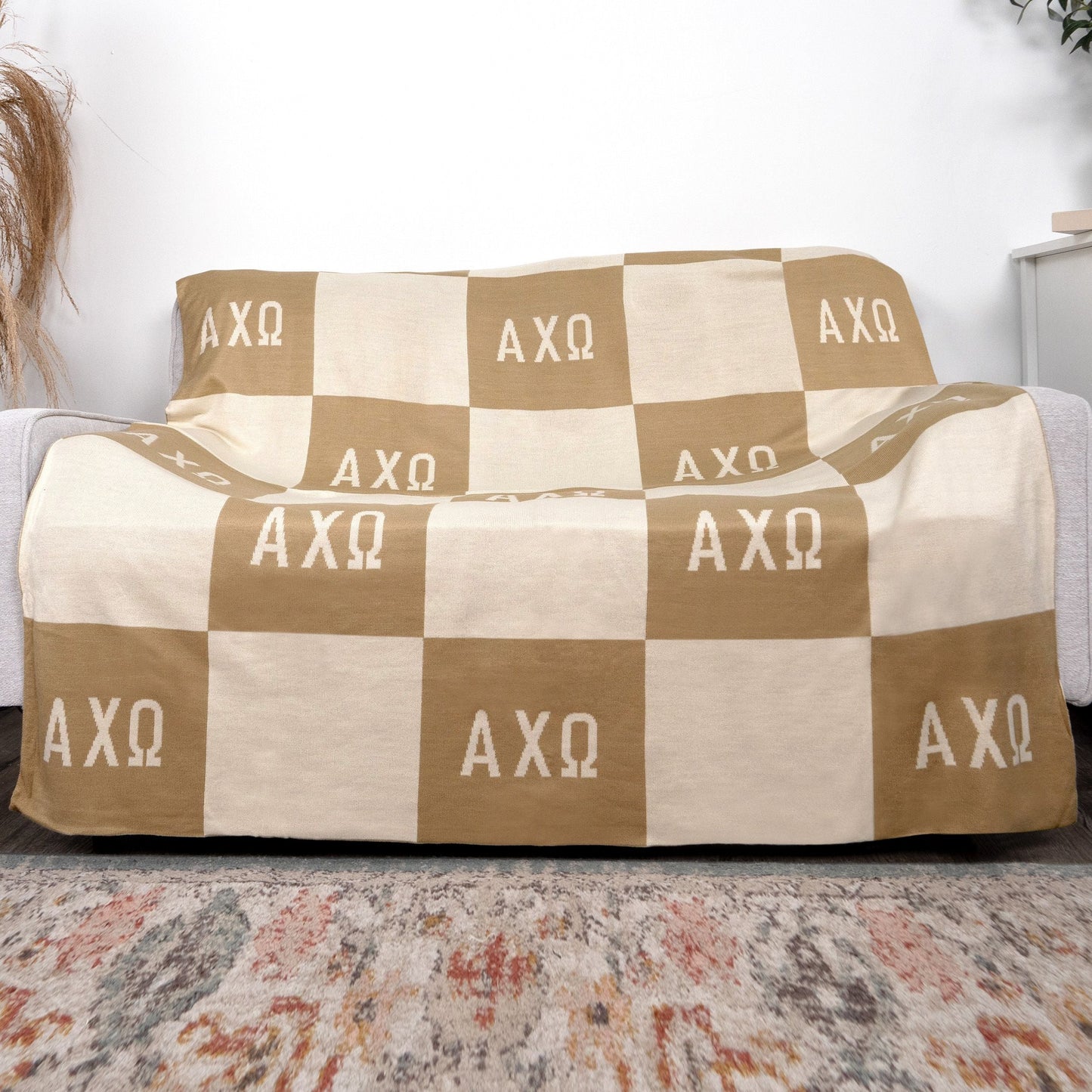 Alpha Chi Knit Checkered Blanket