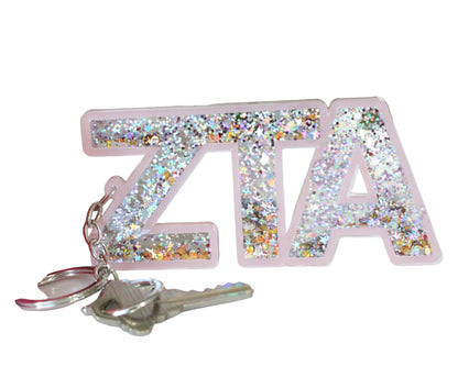Zeta Tau Alpha Glitter Keychain