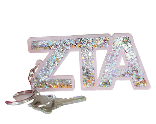 Zeta Tau Alpha Glitter Keychain
