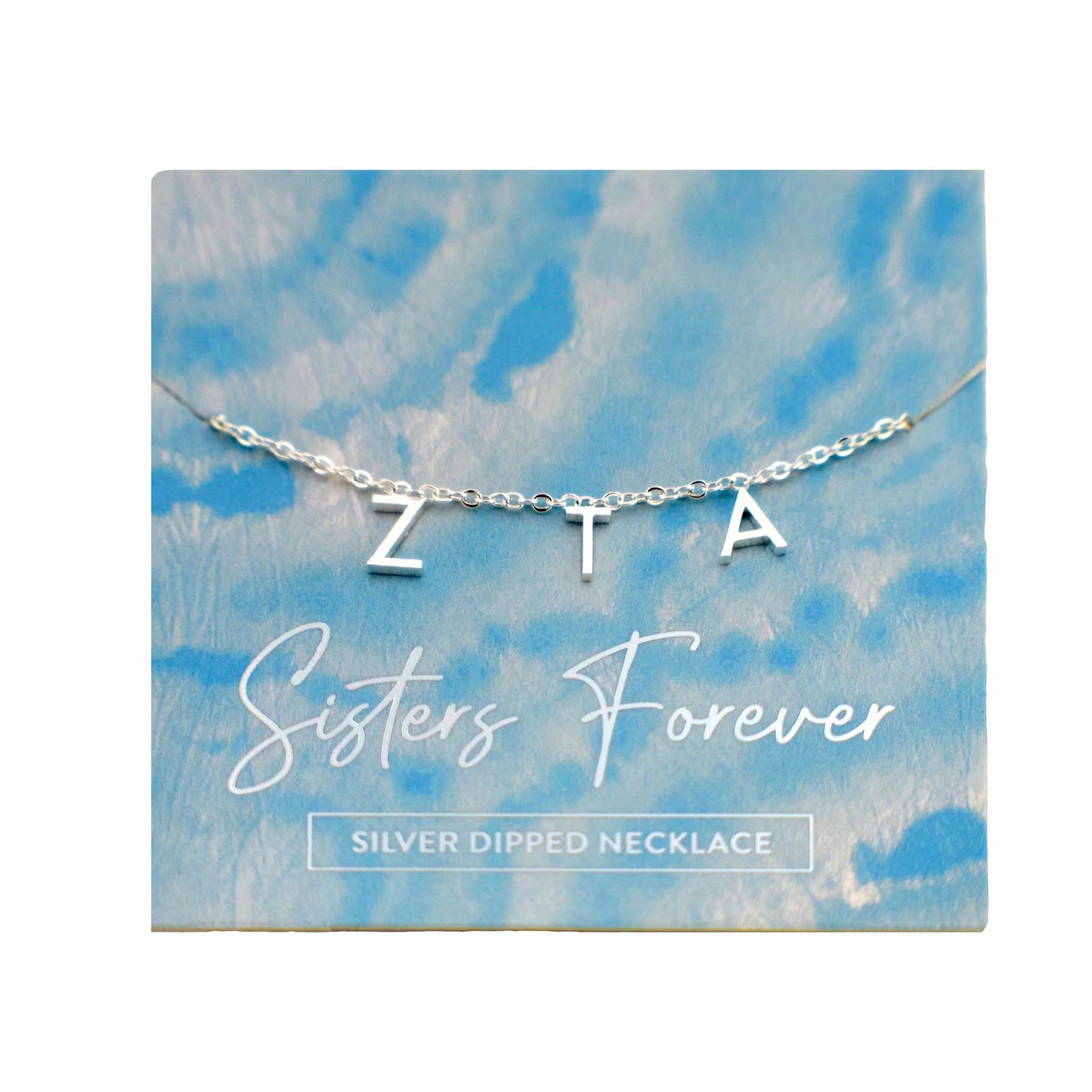 Zeta Tau Alpha Silver Letters Necklace