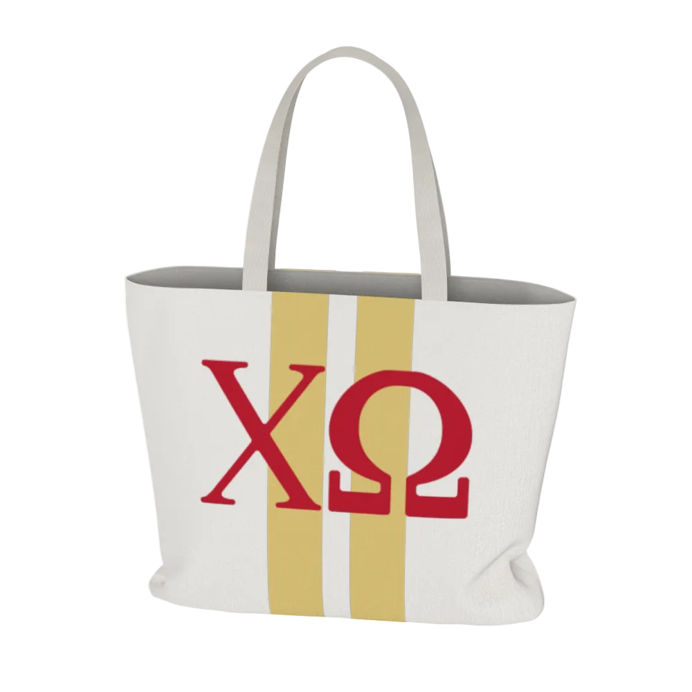 Chi Omega Personalized Stripe Tote Bag - Ivy Society