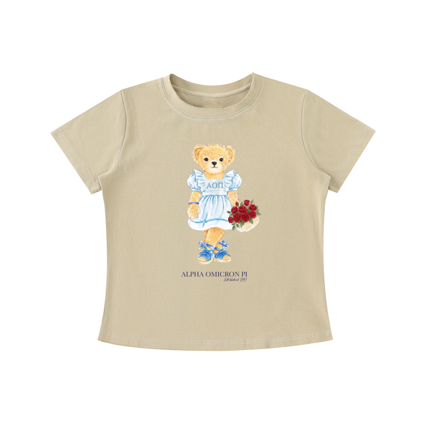 Alpha Omicron Pi Flower Bear T Shirt