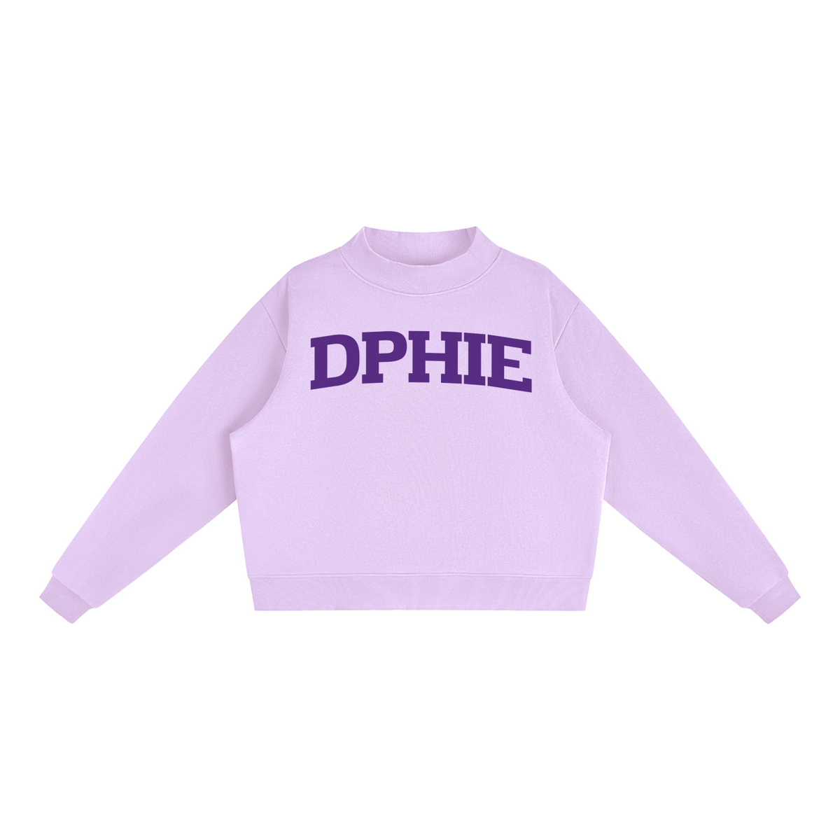Delta Phi Epsilon Purple Letters Mock Neck Sweatshirt