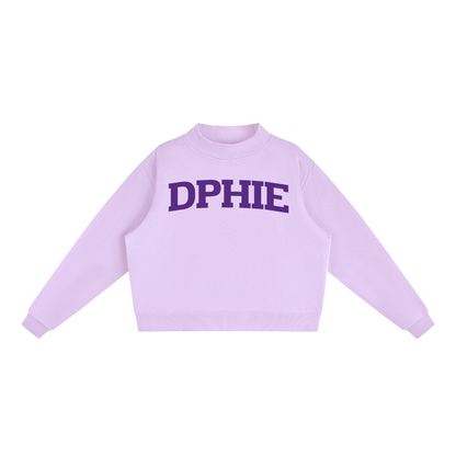 Delta Phi Epsilon Purple Letters Mock Neck Sweatshirt