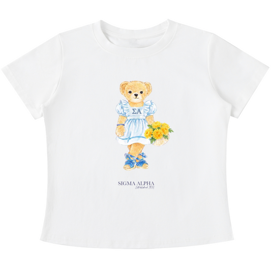 Sigma Alpha Flower Bear Baby Tee