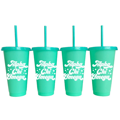 Alpha Chi Omega Color Changing Cups 4 Pack