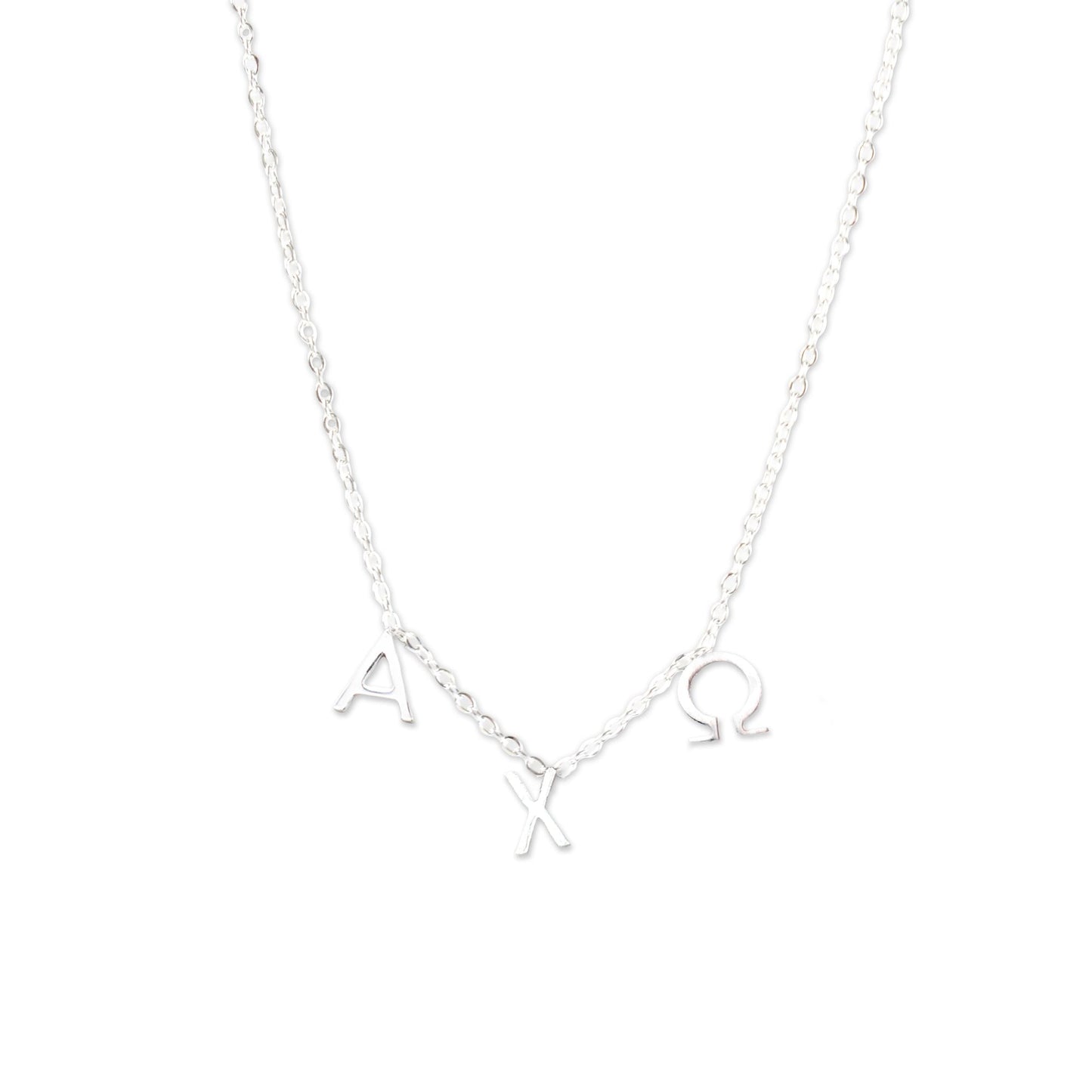 Alpha Chi Omega Silver Greek Letters Necklace