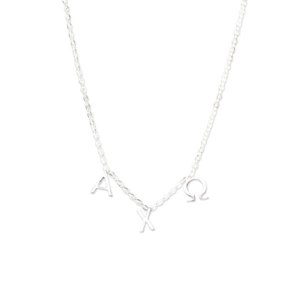 Alpha Chi Omega Silver Greek Letters Necklace