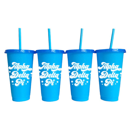 Alpha Delta Pi Blue Color Changing Cups 4 Pack - Ivy Society