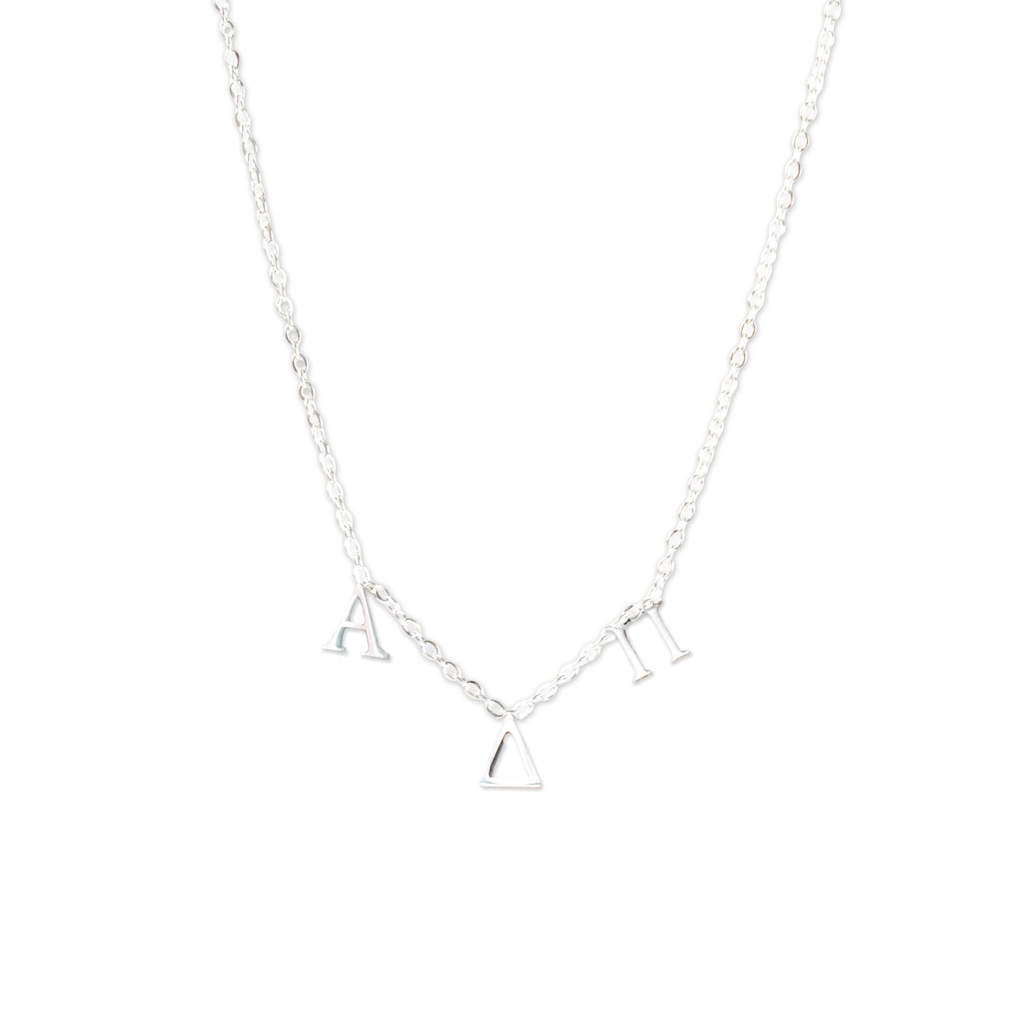 Alpha Delta Pi Silver Letters Necklace