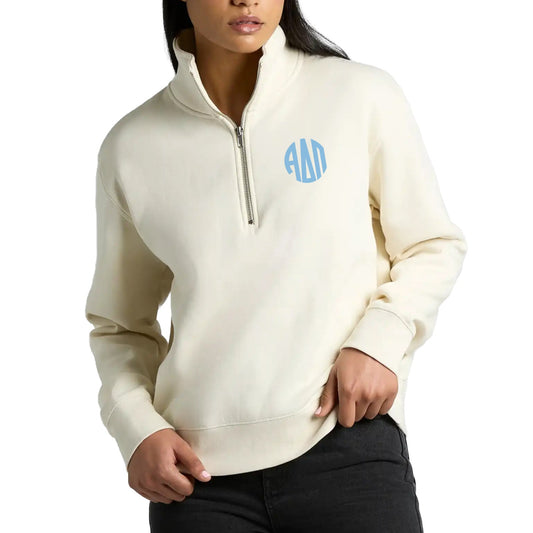 Alpha Delta Pi Embroidered Monogram Half Zip Crew - Ivy Society