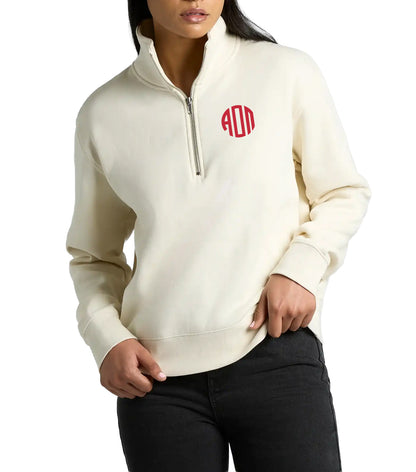 Alpha Omicron Pi Embroidered Monogam Half Zip Sweatshirt - Ivy Society