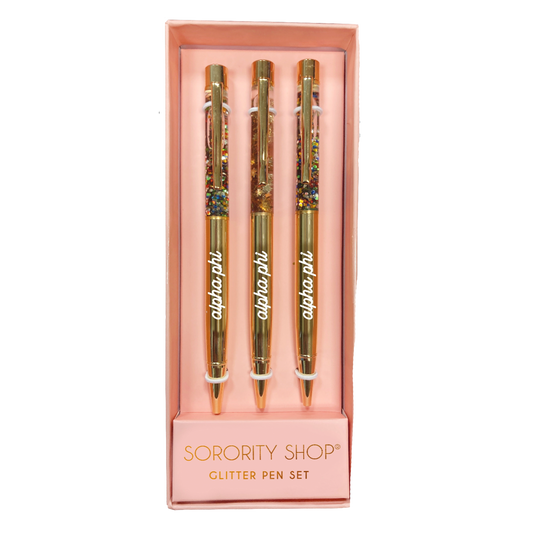 Alpha Phi Glitter Pens 3 Pack