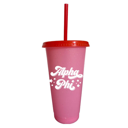 Alpha Phi Glitter Color Changing Cup 4-Pack