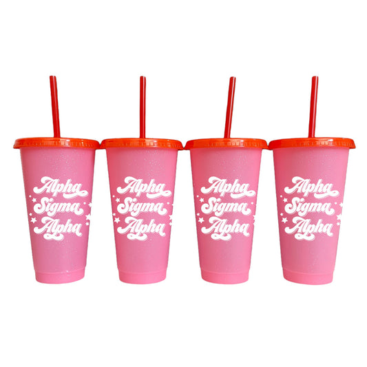 Alpha Sigma Alpha Pink Color Changing Cups 4 Pack