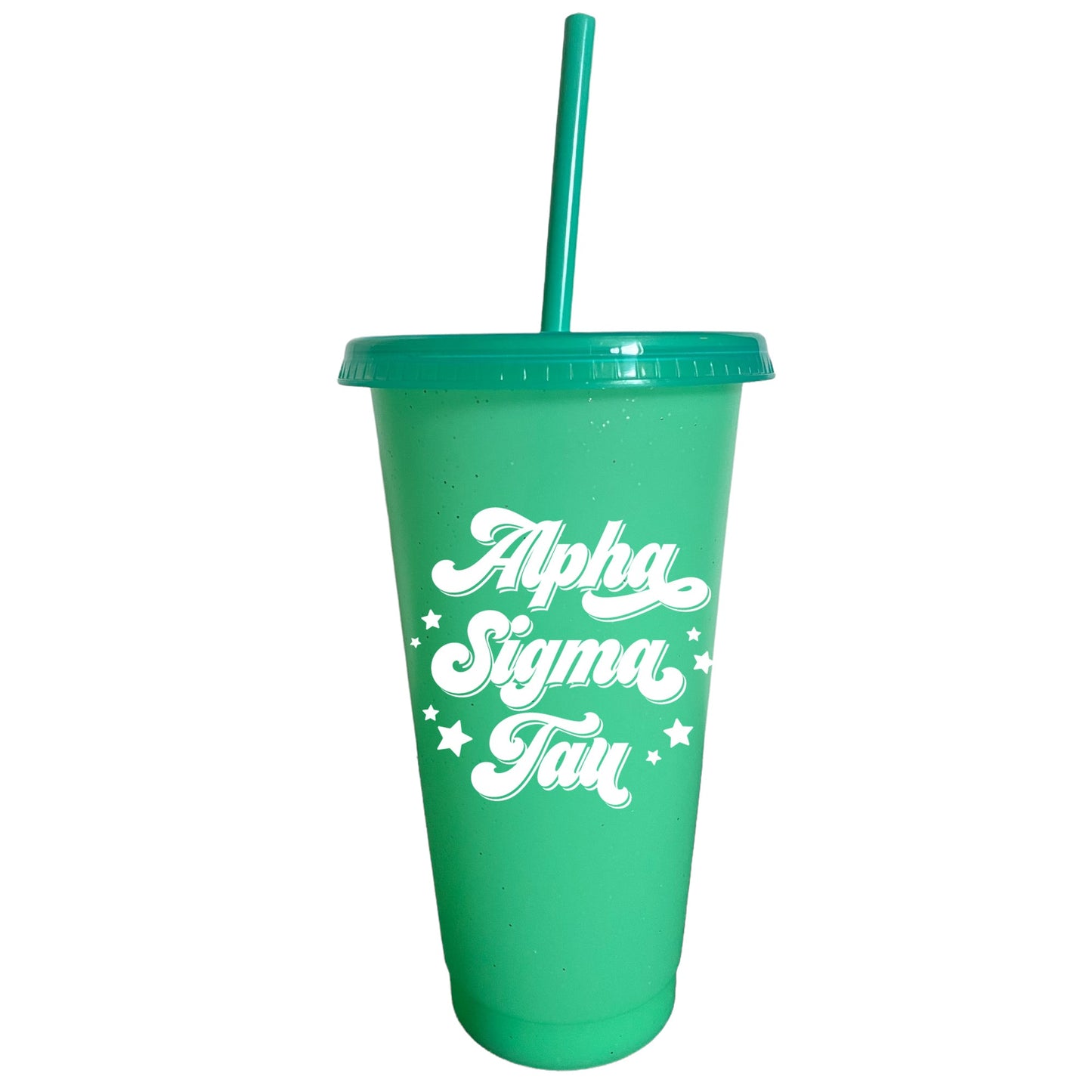 Alpha Sigma Tau Green Glitter Color Changing Cup 4 Pack