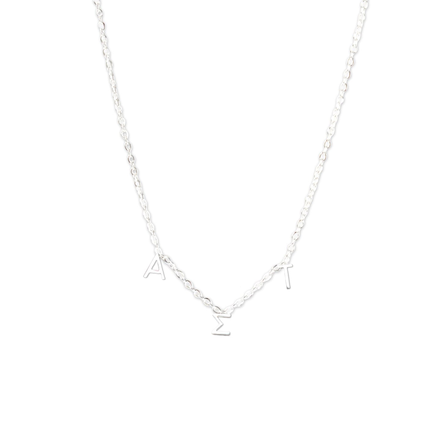 Alpha Sigma Tau Silver Letters Necklace - Ivy Society