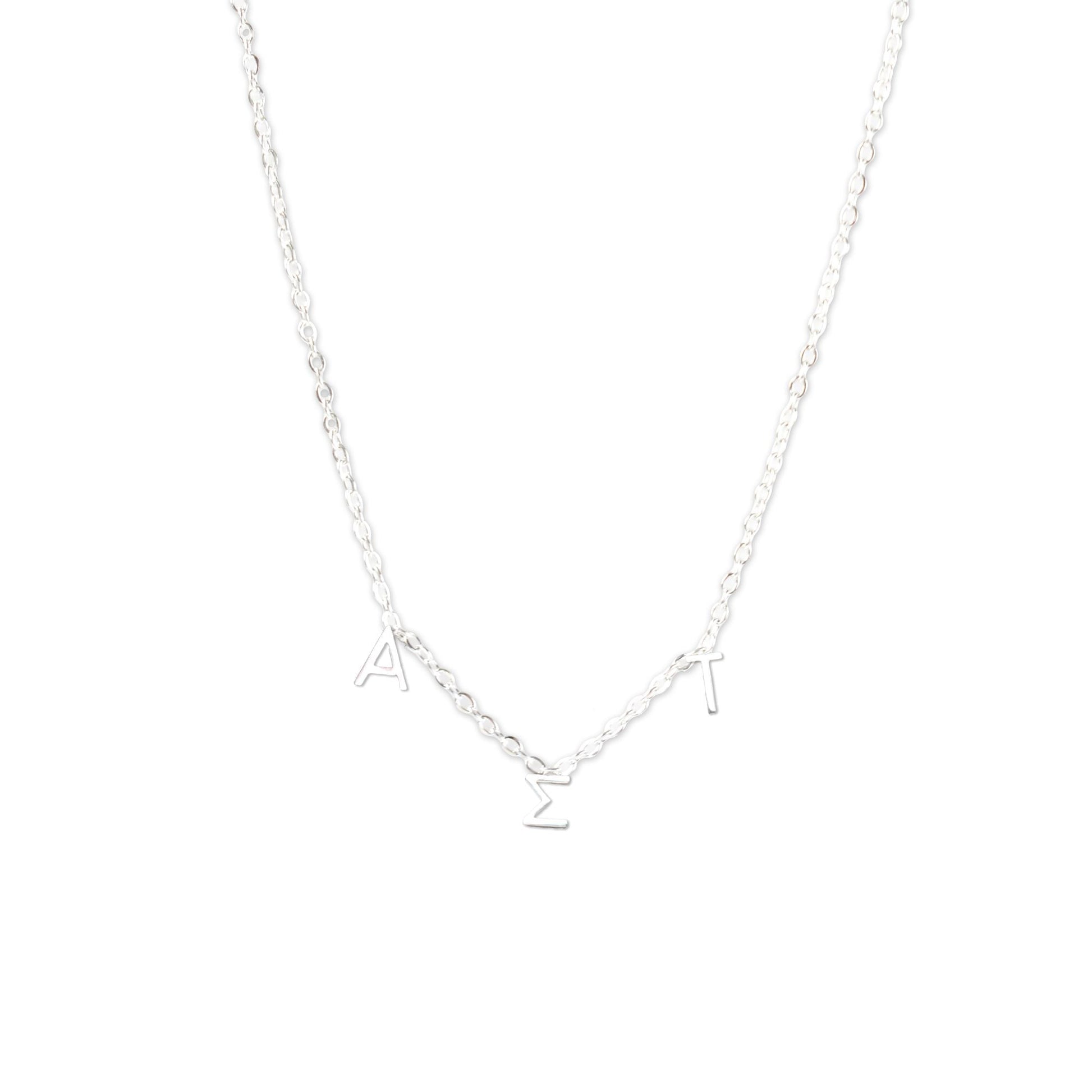 Alpha Sigma Tau Silver Letters Necklace - Ivy Society