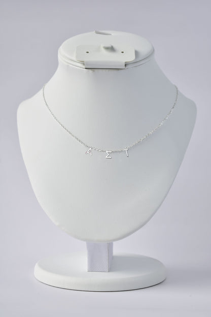 Alpha Sigma Tau Silver Letters Necklace - Ivy Society