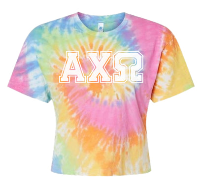 Alpha Chi Omega Tie Dye Crop Top Tee - Ivy Society