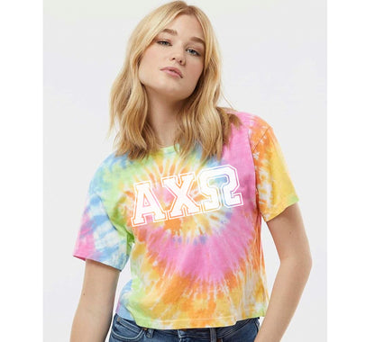 Alpha Chi Omega Tie Dye Crop Top Tee - Ivy Society