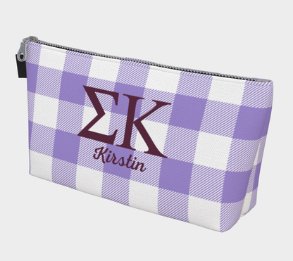 Sigma Kappa Pesonalized Gingham Makeup Bag