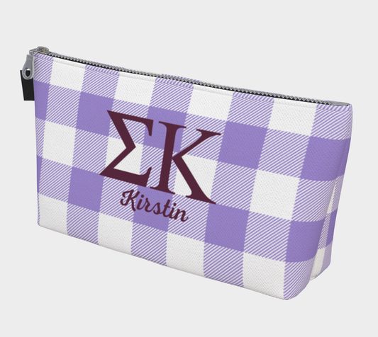 Sigma Kappa Pesonalized Gingham Makeup Bag