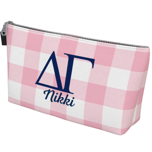 Delta Gamma Personalized Gingham Makeup Bag
