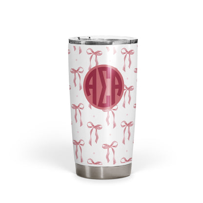 Alpha Sigma Alpha Monogram Bow Tumbler - Ivy Society