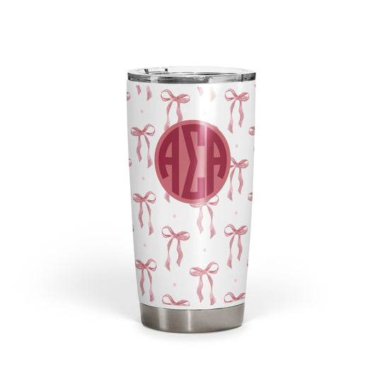 Alpha Sigma Alpha Monogram Bow Tumbler - Ivy Society