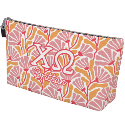Chi Omega Personalized Floral Makeup Bag