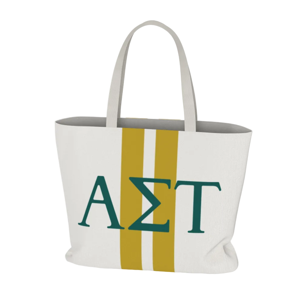 Alpha Sigma Tau Personalized Stripe Tote Bag