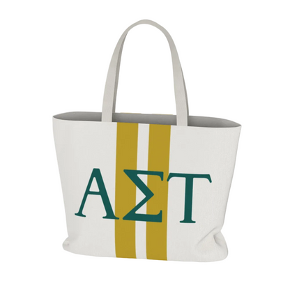 Alpha Sigma Tau Personalized Stripe Tote Bag