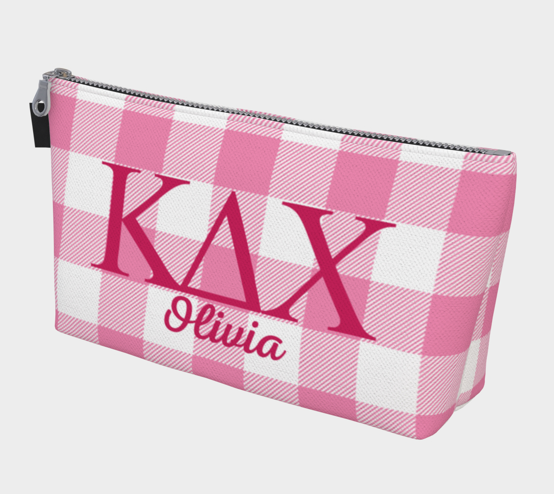 Kappa Delta Chi Personalized Gingham Makeup Bag
