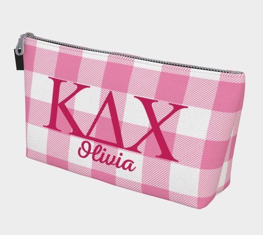 Kappa Delta Chi Personalized Gingham Makeup Bag