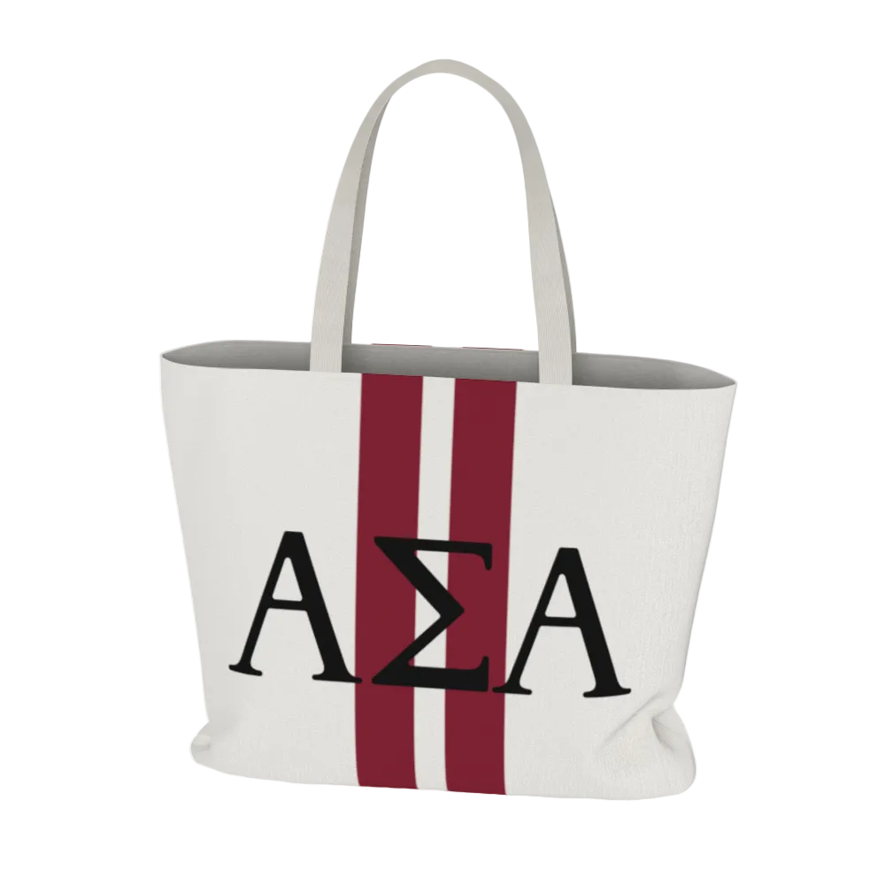 Alpha Sigma Alpha Personalized Stripe Tote Bag