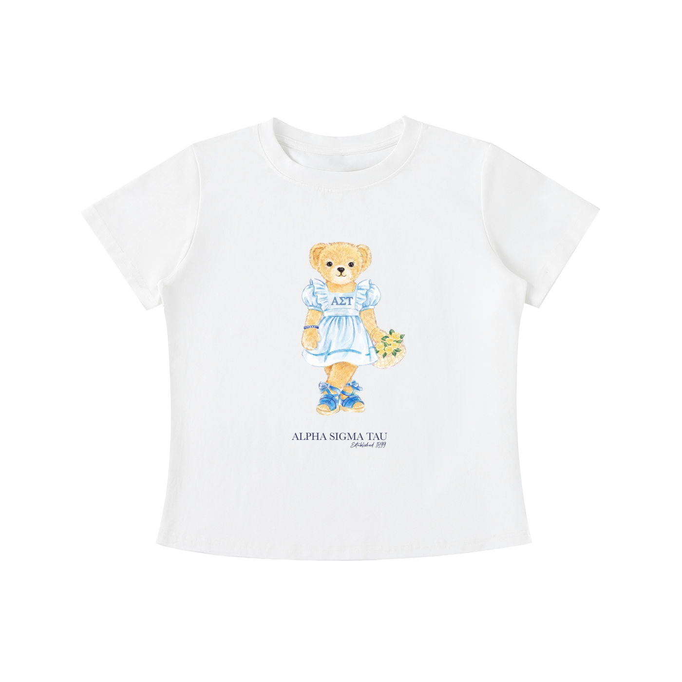 Alpha Sigma Tau Flower Bear T Shirt