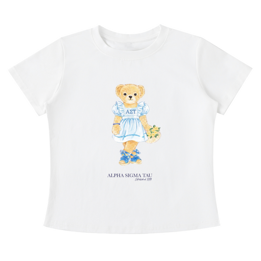 Alpha Sigma Tau Flower Bear T Shirt