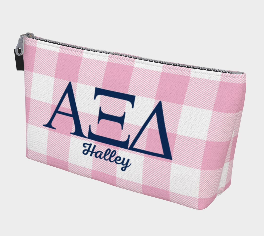 Alpha Xi Delta Personalizee Gingham Makeup Bag