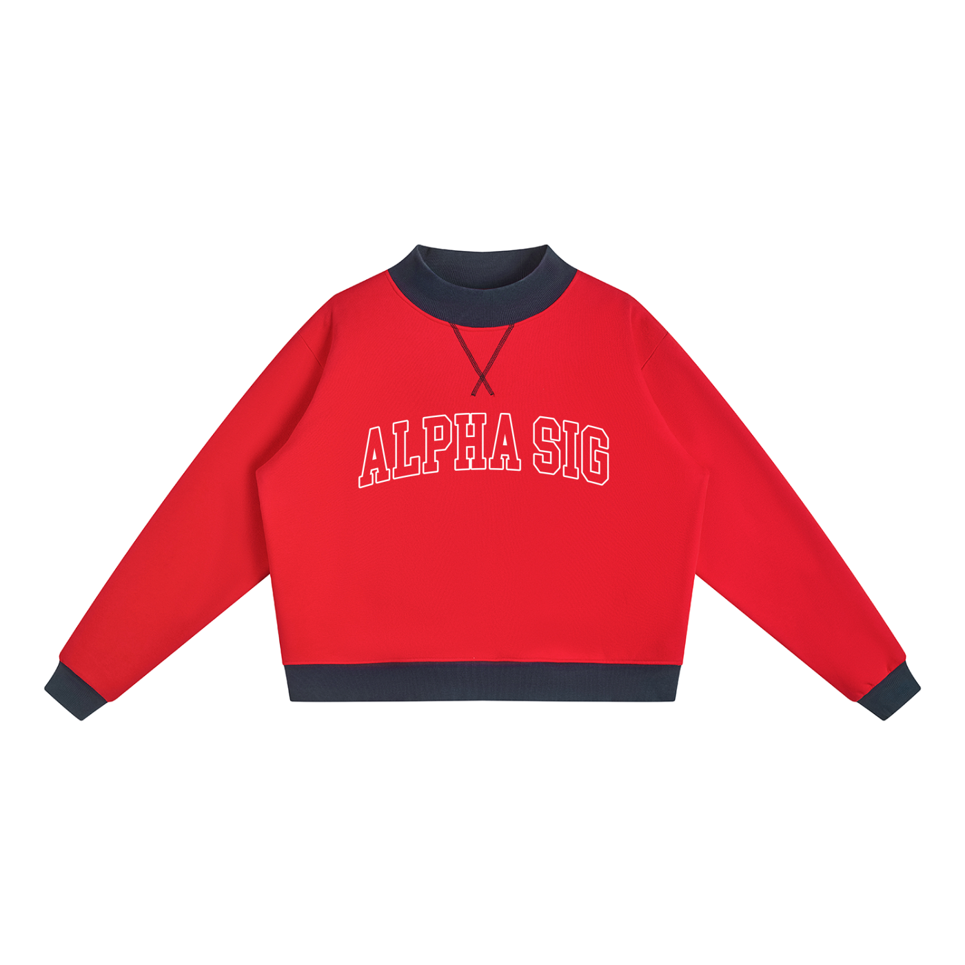 Alpha Sigma Alpha Two Tone Mock Neck Sweatshirt