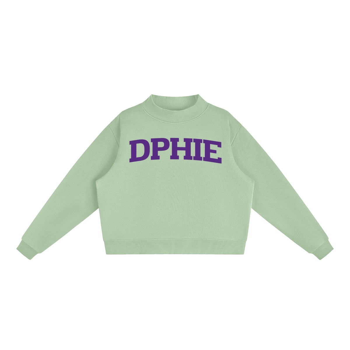 Delta Phi Epsilon Purple Letters Mock Neck Sweatshirt