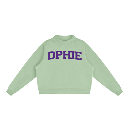 Delta Phi Epsilon Purple Letters Mock Neck Sweatshirt