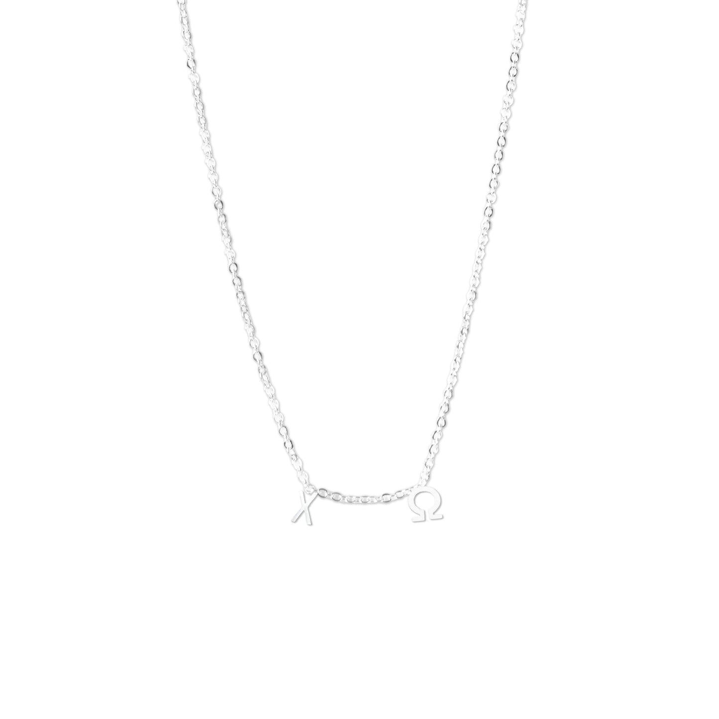 Chi Omega Silver Letters Necklace