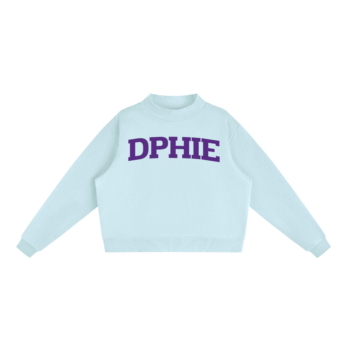 Delta Phi Epsilon Purple Letters Mock Neck Sweatshirt