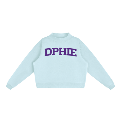 Delta Phi Epsilon Purple Letters Mock Neck Sweatshirt
