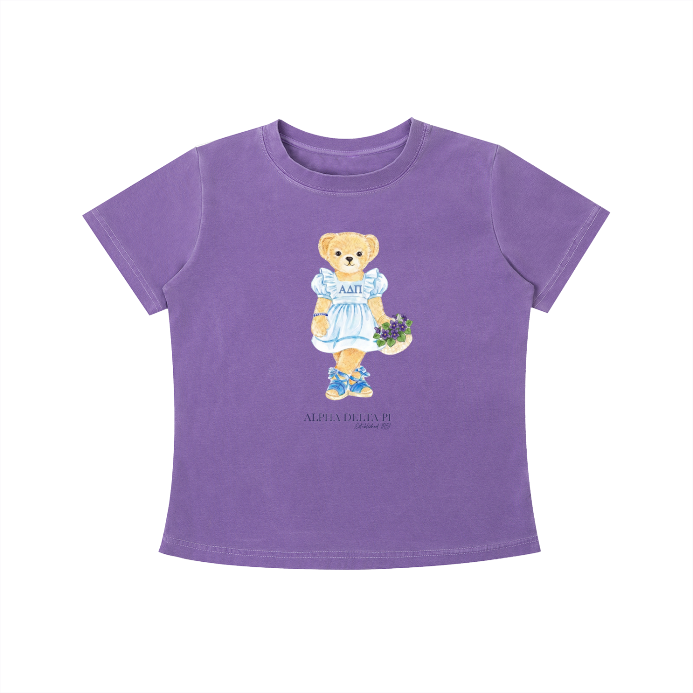 Alpha Delta Pi Flower Bear T Shirt